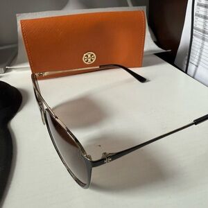 Tory Burch Black Sunglasses with Orange Case